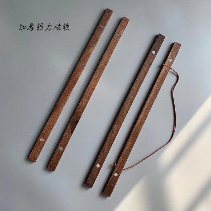 柚木磁铁挂轴黑胡桃木磁性挂轴榉木磁力挂画夹松木书法作品框,收纳整理,木质衣架,淘宝优惠券,粉丝福利购,淘宝优惠卷