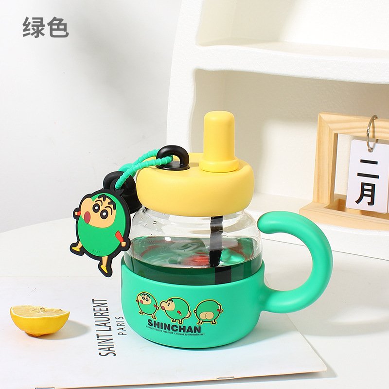 玻璃杯新款大容量桌面吸管杯女可爱茶水分离便携式水杯牛奶桌面杯图片