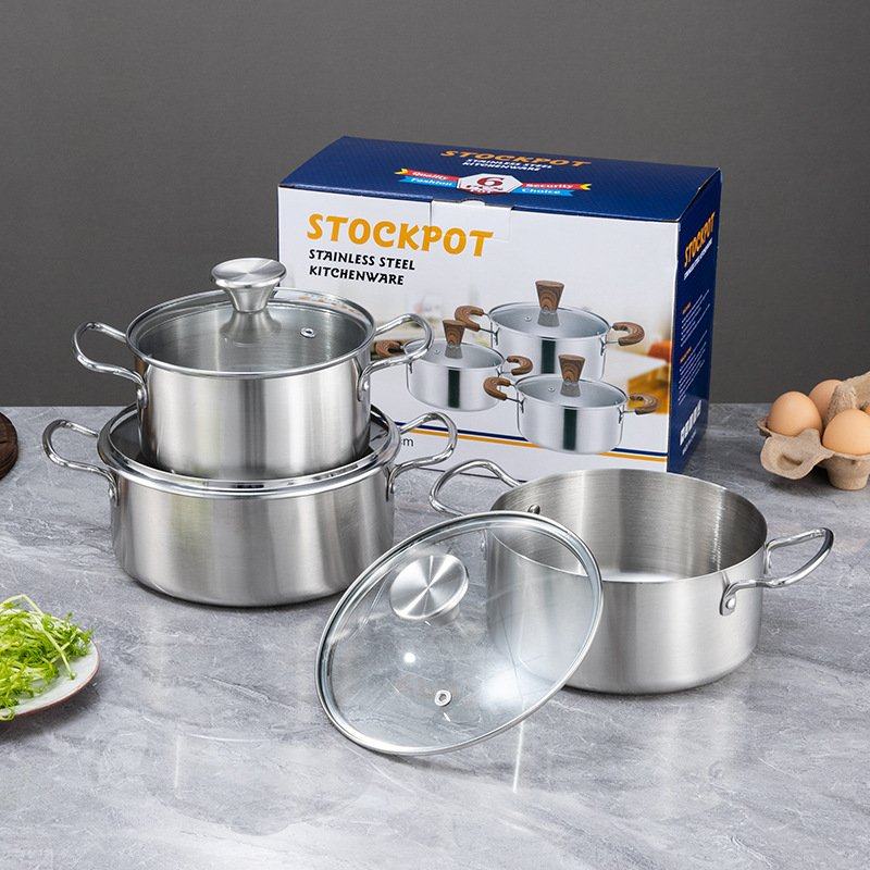 商用特厚不锈钢套锅跨境锅具三件套奶锅汤锅促销银行开业礼品锅,厨房/烹饪用具,火锅,淘宝优惠券,粉丝福利购,淘宝优惠卷
