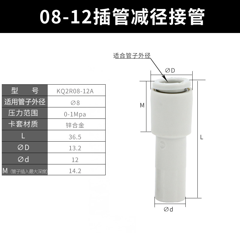 气管弯头KQ2L08-00A快速快插接头气动配90度L型弯通塑料直角替SMC - 实物图