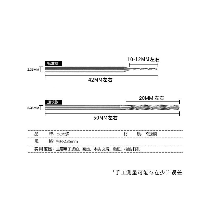 2.35mm柄高速钢麻花钻头金属木工琥珀核雕刻牙机打孔定柄变径钻头