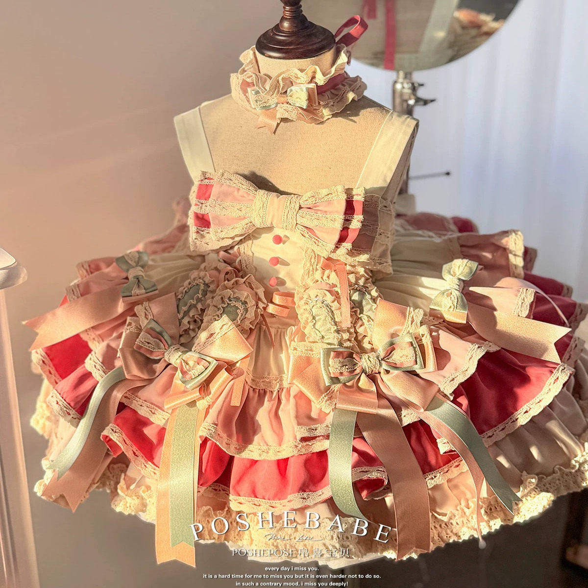 宝宝周岁礼服儿童高端走秀粉色韩版公主裙女童生日春秋洋气蓬蓬裙