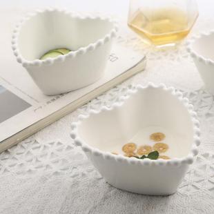 珠点爱心陶瓷碗家用饭碗简约碗精致早餐碗宿舍用学生一人食小碗盘