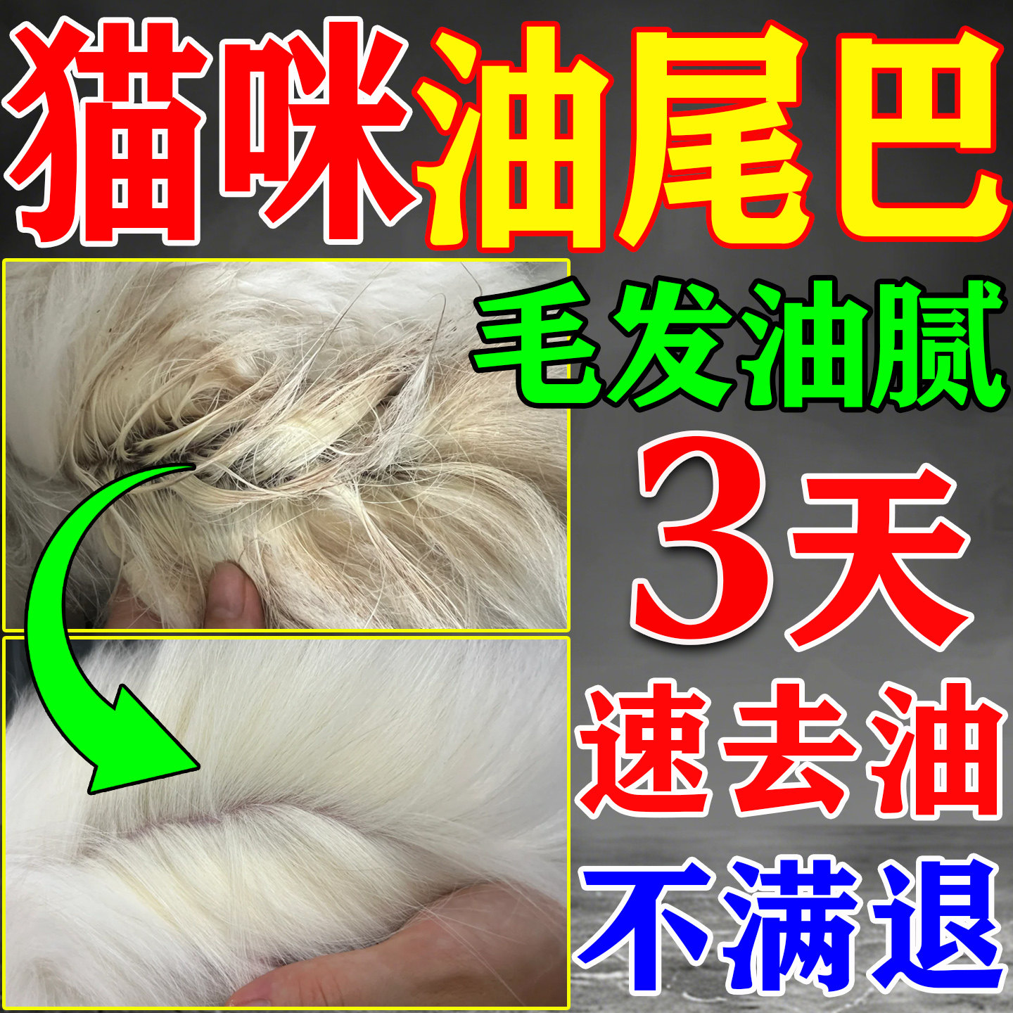 猫咪去除油尾巴宠物免洗泡沫护毛素黑下巴专用慕斯清洁开结去油膏