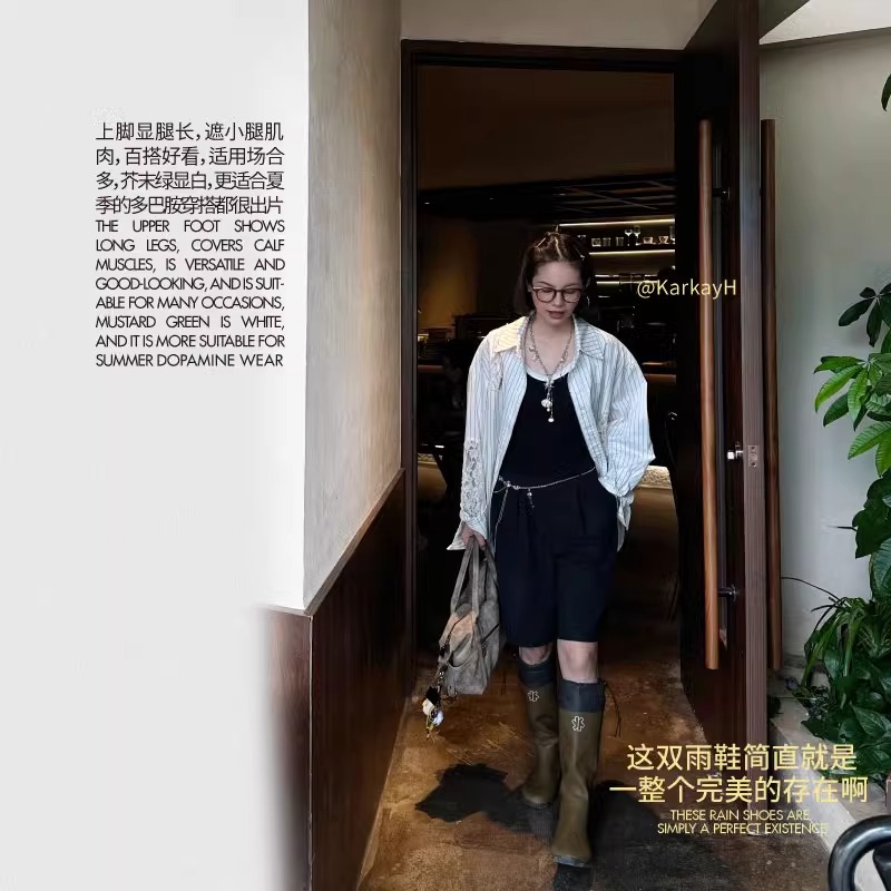 星花高筒防滑防水户外休闲靴