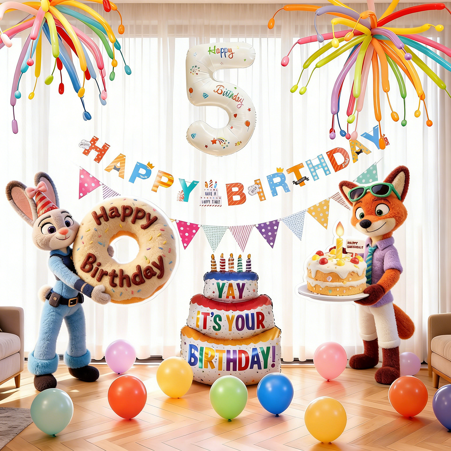 疯狂动物城生日场景布置装饰女孩男孩仪式感气球派对氛围背景KT板,节庆用品/礼品,气球,淘宝优惠券,粉丝福利购,淘宝优惠卷