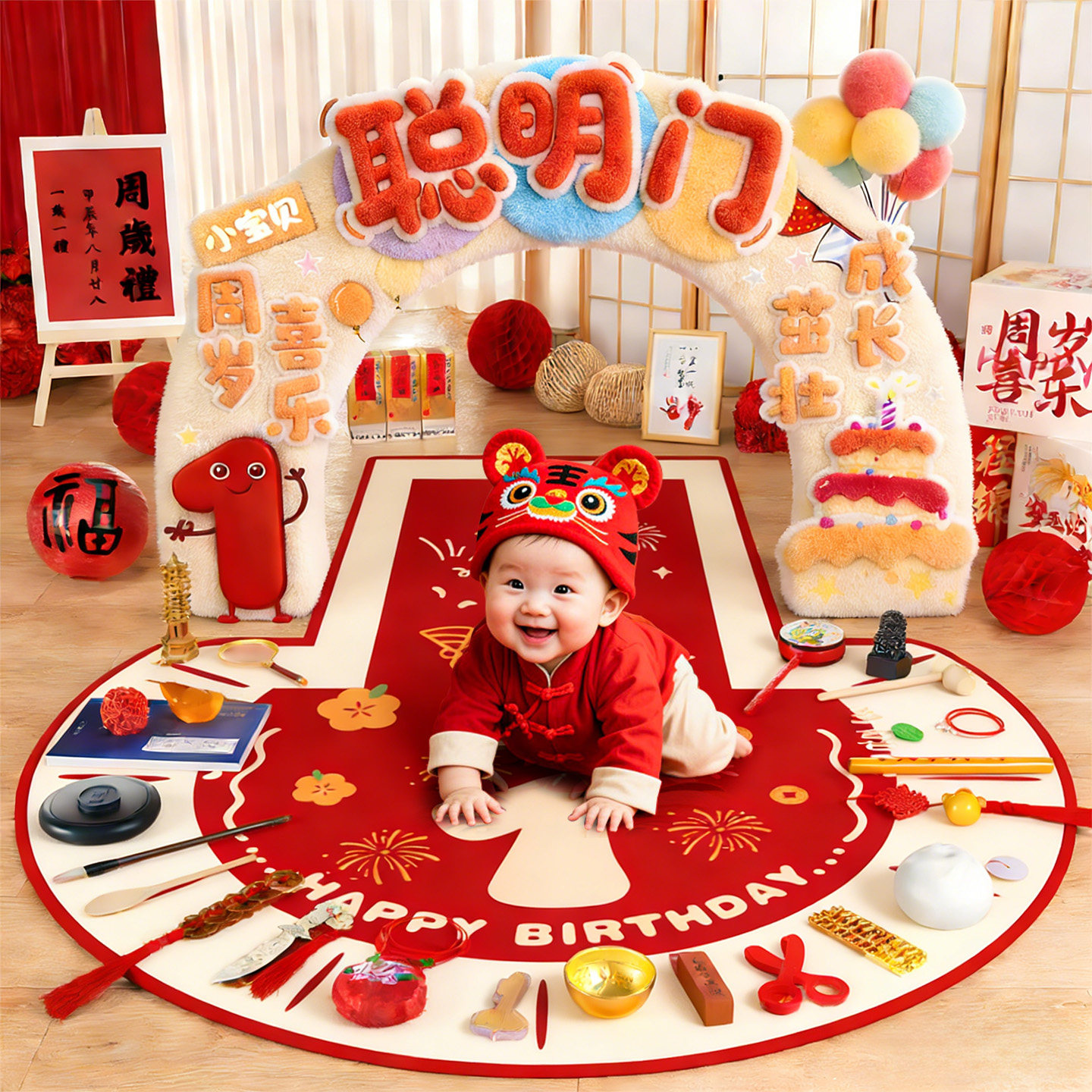 蛇宝宝抓周用品道具一周岁生日场景布置装饰全套男孩抓阄地毯摆件,玩具/童车/益智/积木/模型,宝宝周岁/抓周套装,淘宝优惠券,粉丝福利购,淘宝优惠卷