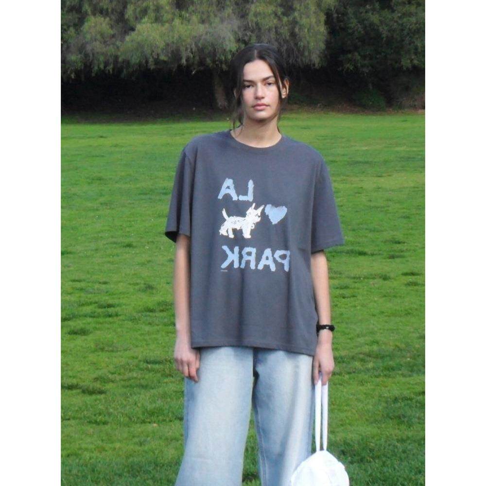 素美汇 2025春夏新款韩系LC休闲百搭宽松圆领上衣印花短袖T恤女