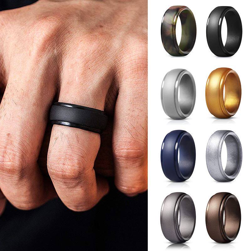 Men&amp;Women New Men Silicone Rings 7-12 Size Hypoaller