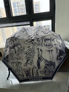 霸王茶姬周边黑胶晴雨伞防晒隔热茶马古道图案正品代购全新未拆封