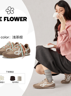 We flower德训鞋茶色冬款皮面男女百搭户外运动休闲板鞋旅游潮鞋