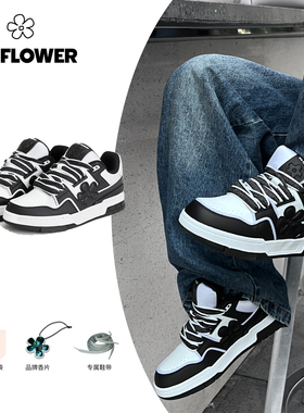 We flower小花鞋2025新款国潮小众设计板鞋男女复古百搭休闲潮鞋