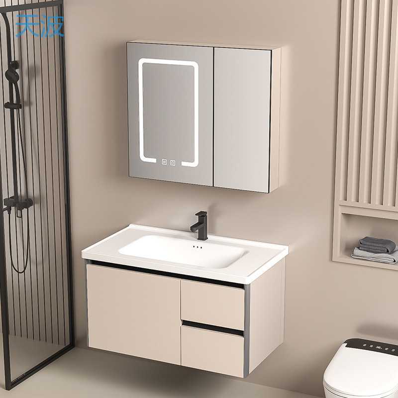 dnd加厚抽屉奶油智能太空浴室柜蜂窝组合洗脸盆洗漱一体陶瓷卫生