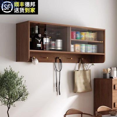fLE餐厅厨房吊柜墙壁柜墙上储物柜实木挂墙置物架餐桌墙面餐边收