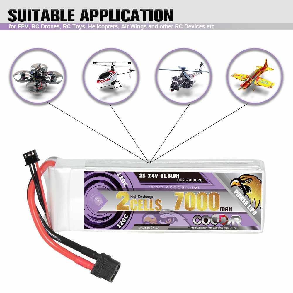 CODDAR鹰氪7000MAH 2S 7.4V 120C船模RC车模航模固定翼锂电池LIPO