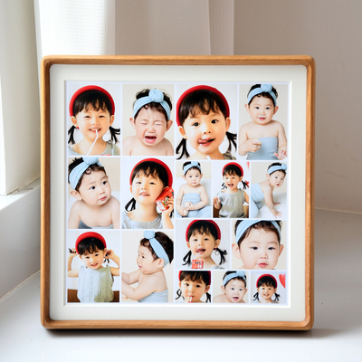 照片相框定制diy加打印做成框儿童情侣多宫格相片挂墙高级感实木