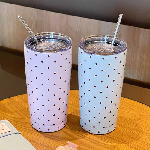 新款波点保温杯304不锈钢