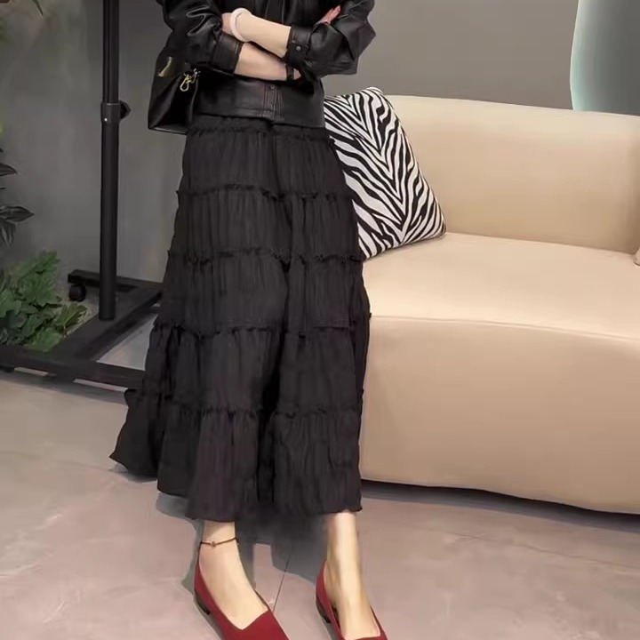 黑色半身裙女夏季新款高腰显瘦时尚百搭宽松气质优雅小众a字裙潮