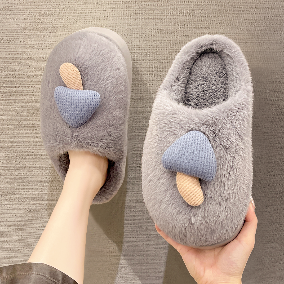 卡通毛毛棉拖女款冬新款室内居家保暖毛绒拖鞋男秋冬