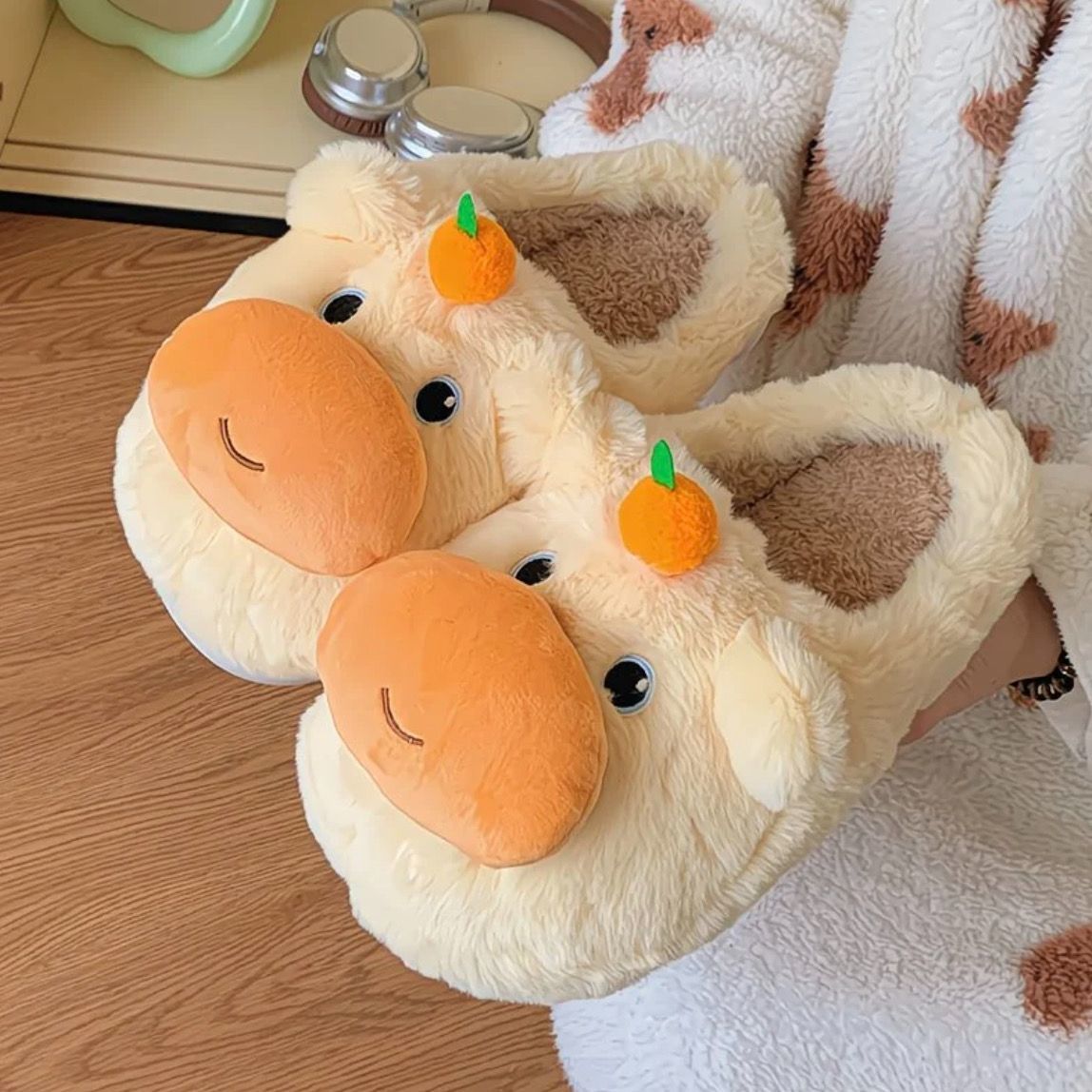 2025新款噜噜水豚棉拖鞋秋冬季可爱居家室内家居毛绒防滑保暖秋