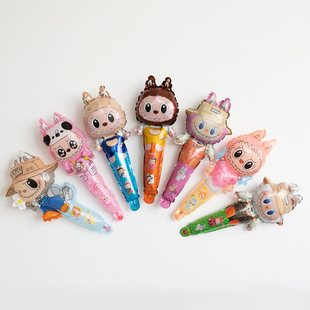 labubu拉布布卡通手持气球幼儿园小朋友派对场景布装饰儿童手持棒