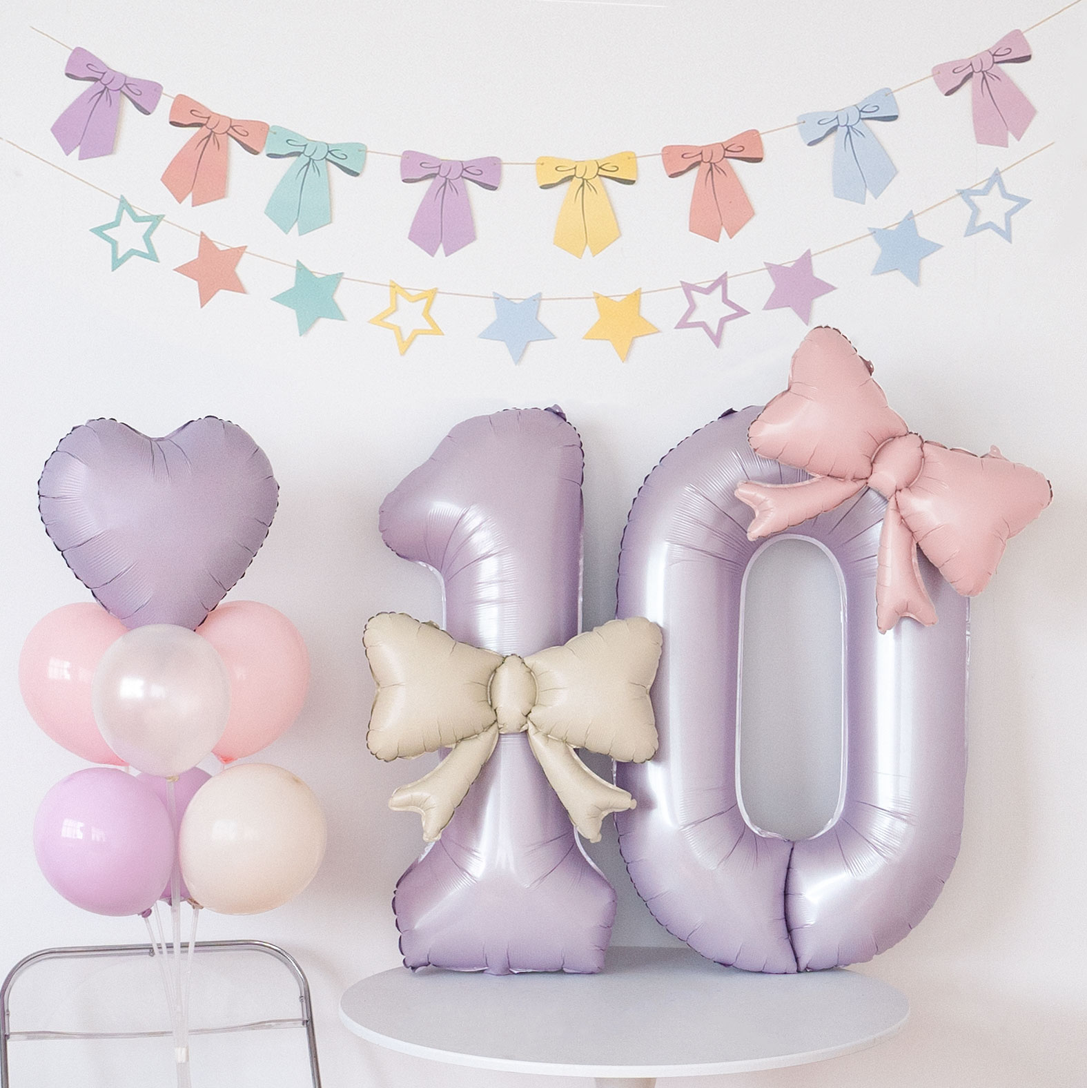 新款蝴蝶结紫色生日数字气球