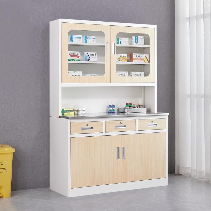 医用钢制木纹西药柜口腔牙科诊所治疗室处置台美容V院药品柜器直