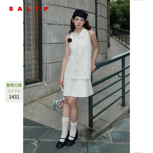 36105050 2026春新款 SALT.P可颜白色小香千金风a字无袖 连衣裙短款