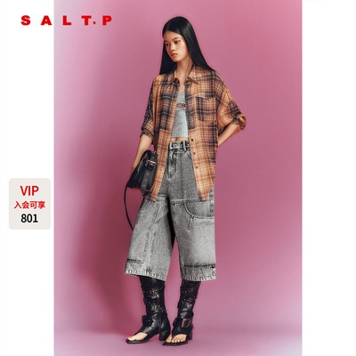 SALT.P可颜【男女同款】乔其纱格纹衬衫宽松2026夏新款AC36230050
