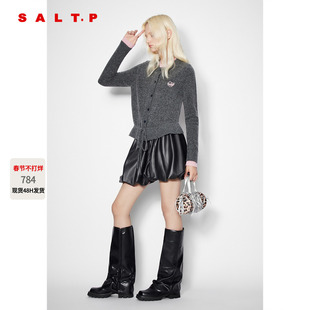 SALT.P可颜羊驼毛假两件针织开衫女抽绳下摆2025冬新款AC35506430