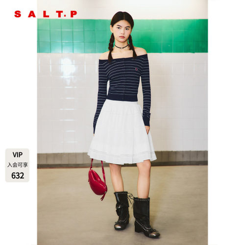 SALT.P可颜【柳柳同款】深蓝条纹针织上衣2026春新品AC36106330