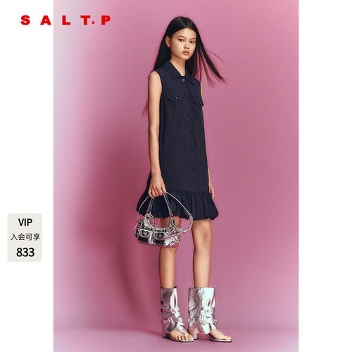SALT.P可颜衬衫领无袖连衣裙拼接花苞裙2026夏季新款AC36205010