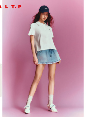 SALT.P可颜白色珠地棉polo衫女短袖上衣2026夏季新款AC36260190