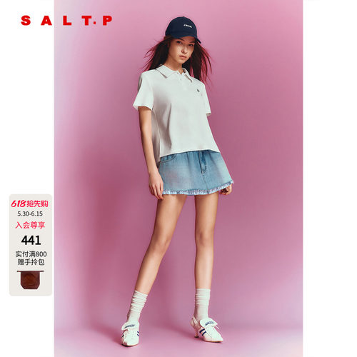 SALT.P可颜白色珠地棉polo衫女短袖上衣2026夏季新款AC36260190