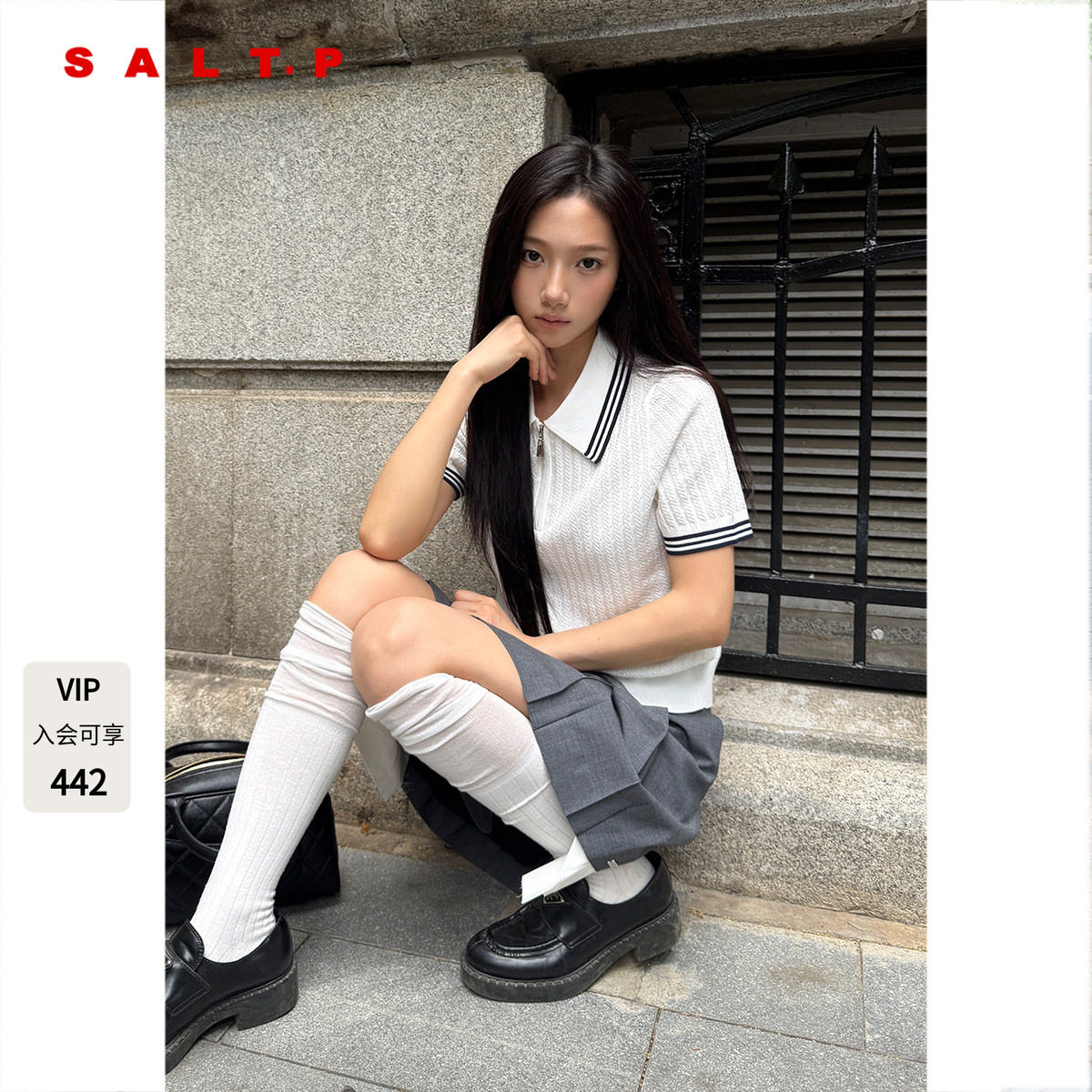 SALT.P可颜【蒋依依同款】polo领针织女夏季薄款合身版AC35206010