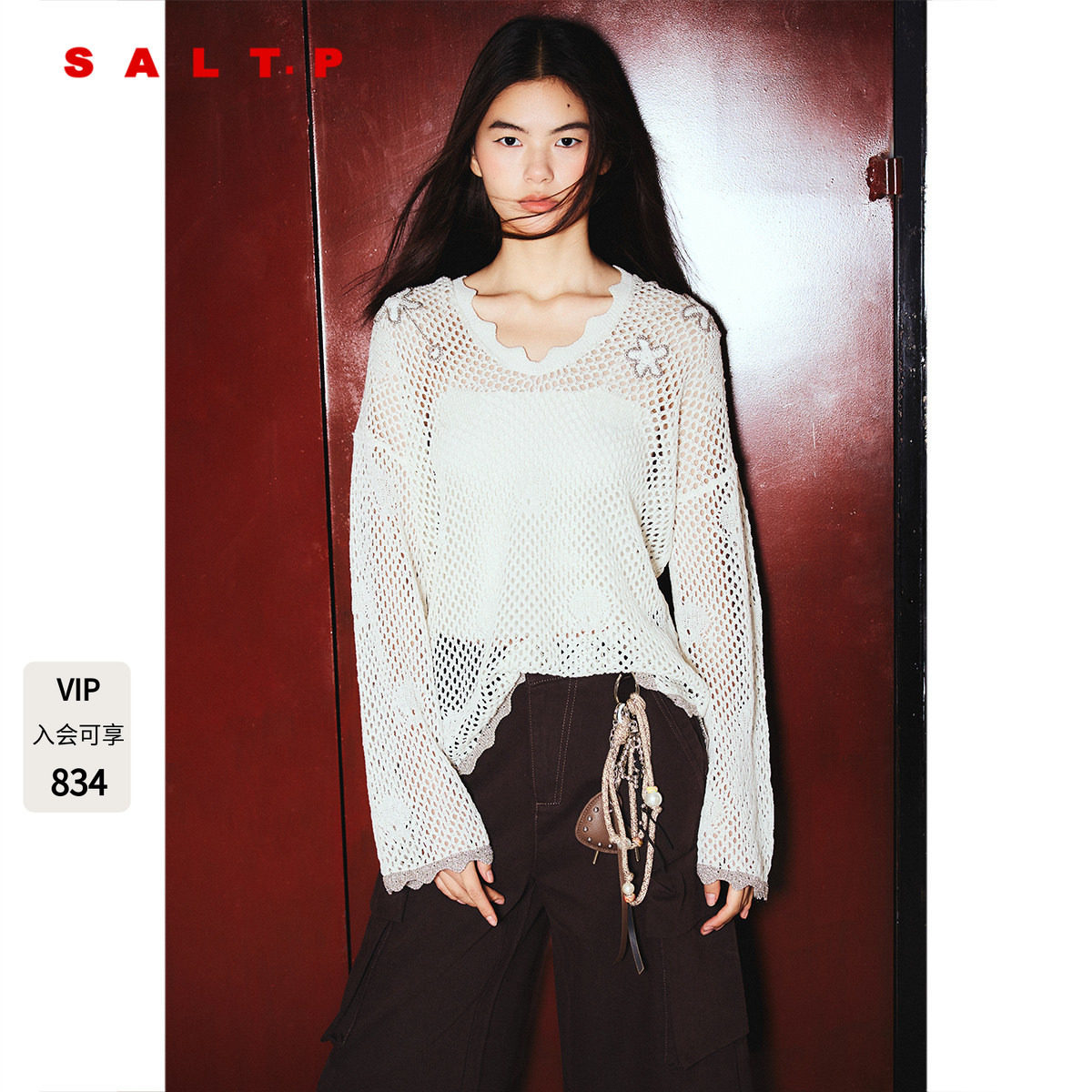SALT.P可颜白色法式镂空钩织罩衫女上衣慵懒2026AC36106170图片