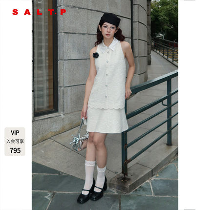 SALT.P可颜小香千金风短款无袖连衣裙假两件2026新款AC36105050