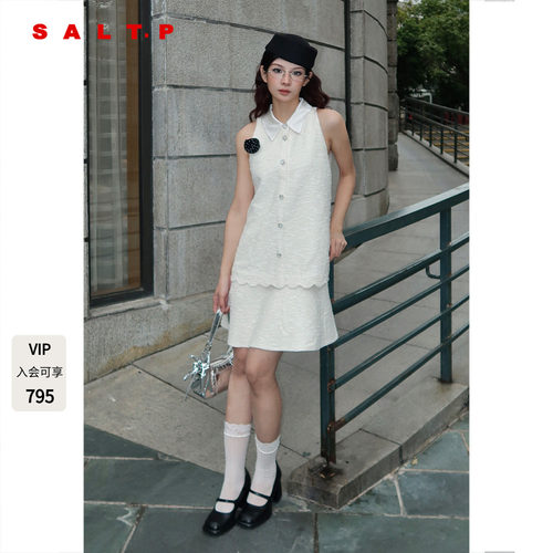 SALT.P可颜小香千金风短款无袖连衣裙假两件2026新款AC36105050