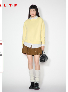 SALT.P可颜2025春装奶油黄宽松落肩圆领卫衣女休闲风上衣