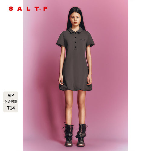 SALT.P可颜休闲polo领短袖连衣裙花苞下摆2026夏季新款AC36205090