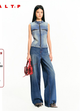 SALT.P可颜复古水洗蓝色牛仔马甲女收腰2026春新款AC36101030