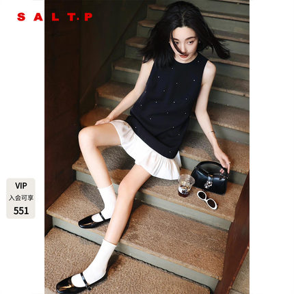 SALT.P可颜 千金风满天星无袖连衣裙短款花边背心裙AC35205130