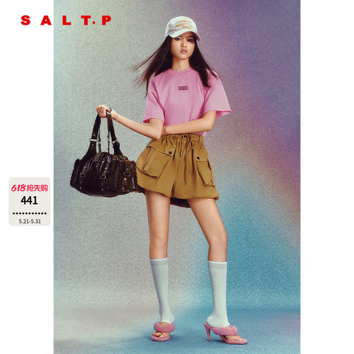 SALT.P可颜辣妹风粉色收腰短袖T恤女2026夏季新款AC36260140