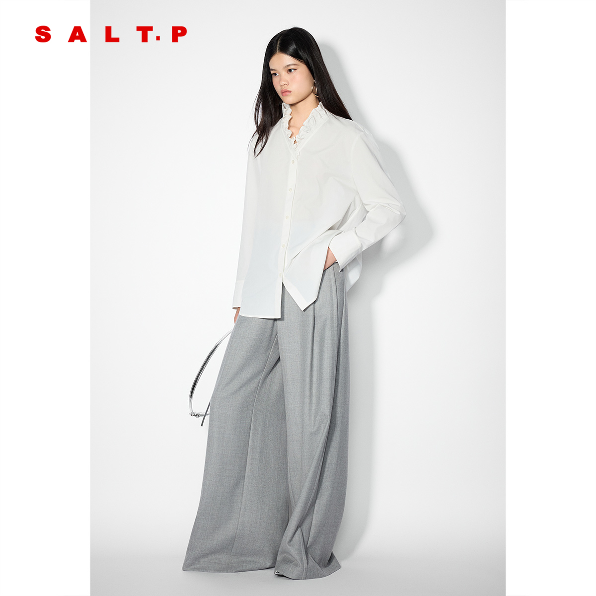 SALT.P可颜法式宫廷领木耳花边衬衫女宽松2025冬新款AC35530050