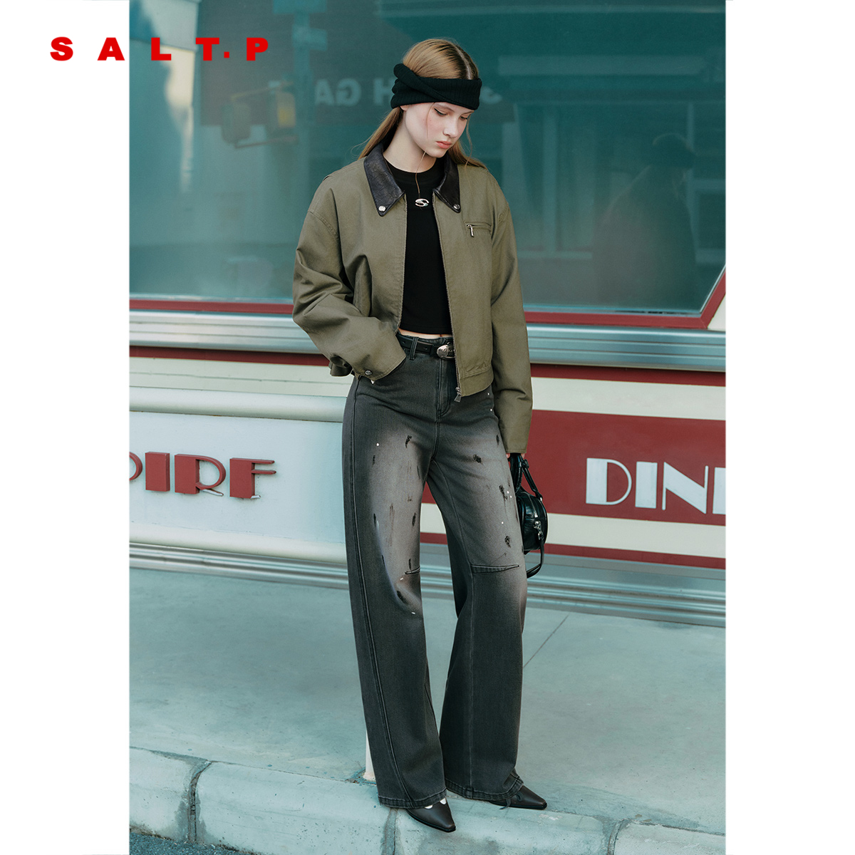 SALT.P可颜巴恩风翻领棉服外套女短款夹真丝2025冬新款AC35510210