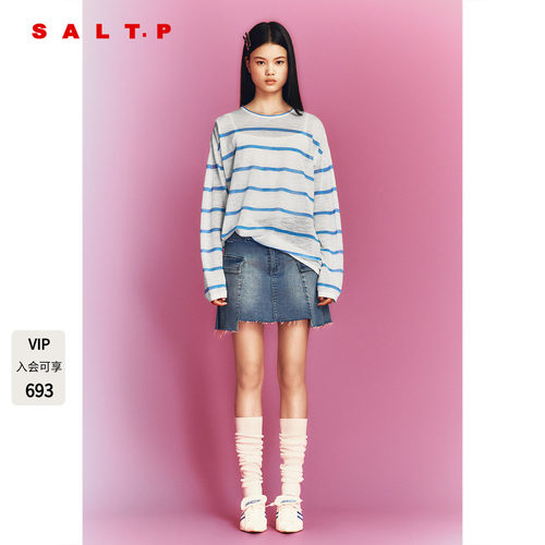 SALT.P可颜蓝白条纹两件套针织衫2026秋季新款薄款罩衫AC36306110
