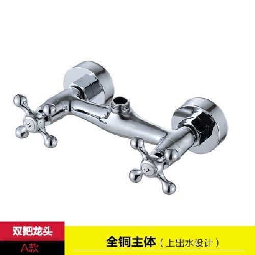 全铜淋浴龙头浴缸简易花洒套装双把双开冷热水混合阀洗澡淋雨喷头