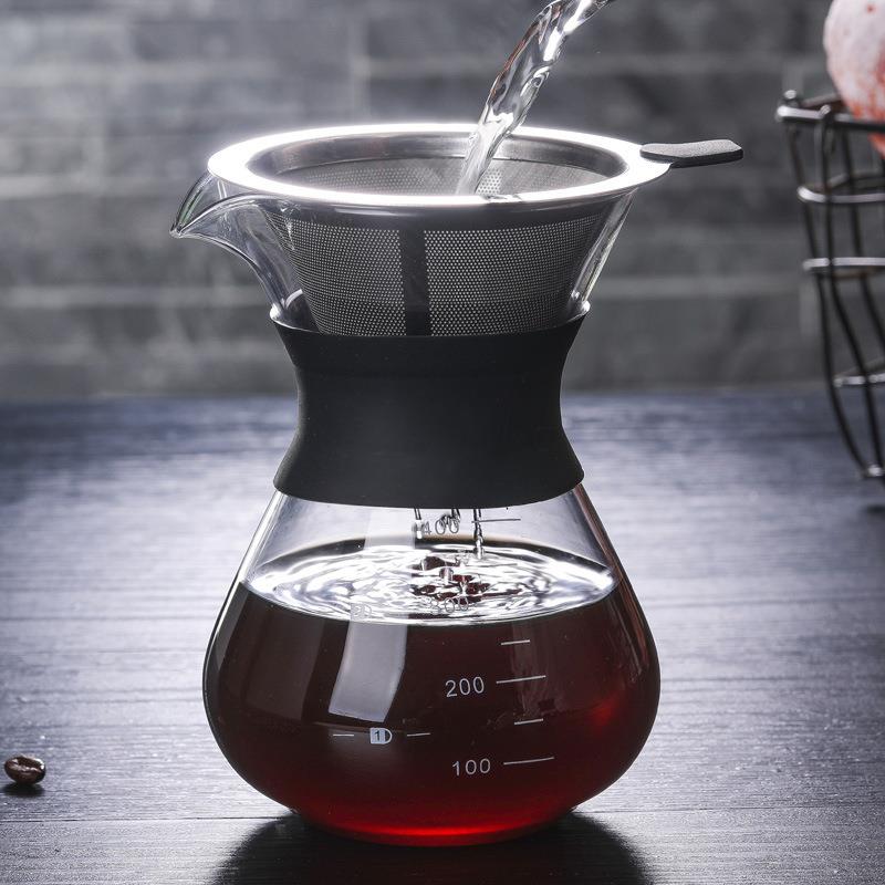 手冲咖啡滤杯滴漏壶玻璃壶过滤器带刻度冷萃高硼硅玻璃手冲咖啡壶