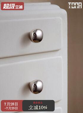 与秋果.同那TONA 电镀钛银色黄铜单孔拉手法式中古衣柜抽屉门把手