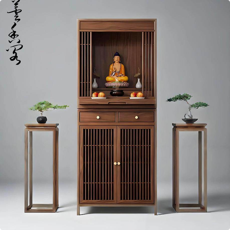 芸香阁新中式北美黑胡桃木实木供桌佛龛神台财神爷菩萨供奉台贡台